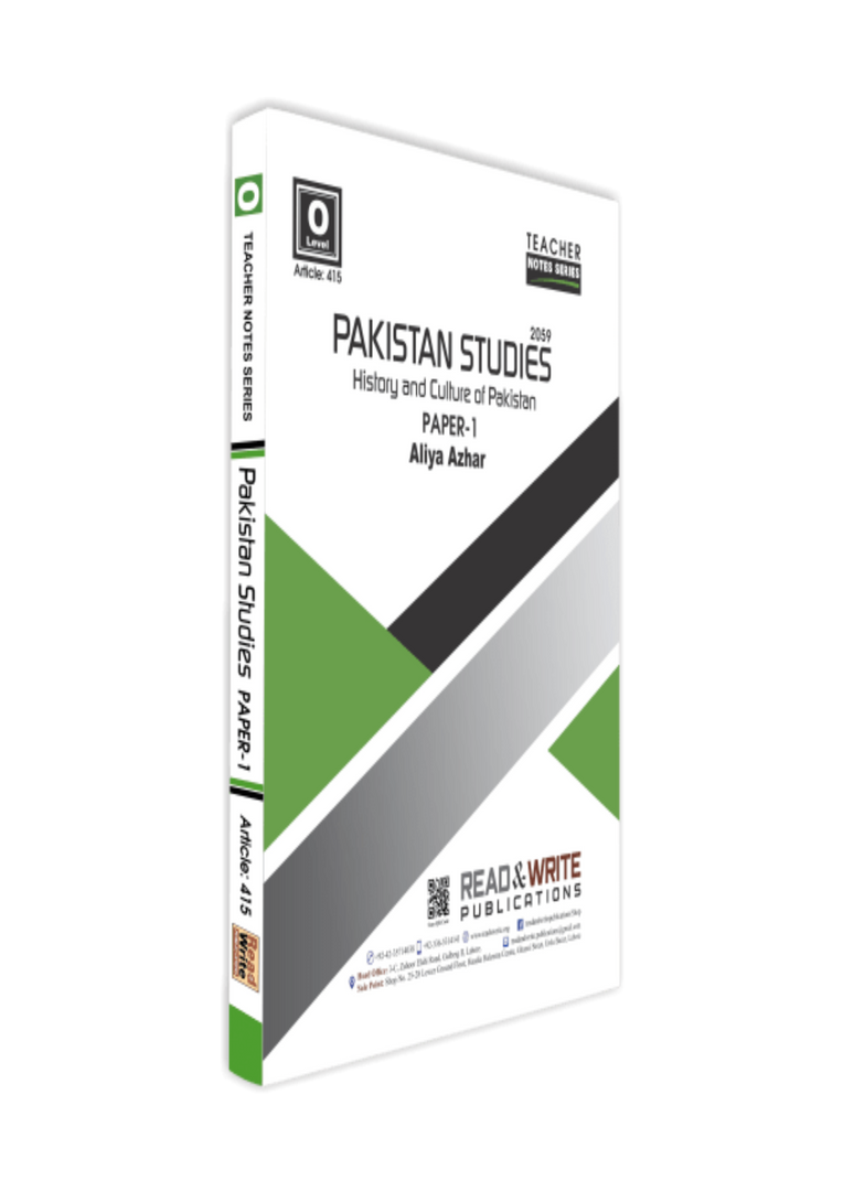 Cambridge O-Level Pakistan Studies (2059) P-1 History and Culture Notes by Aliya Azhar R&W 415 - Click Mart