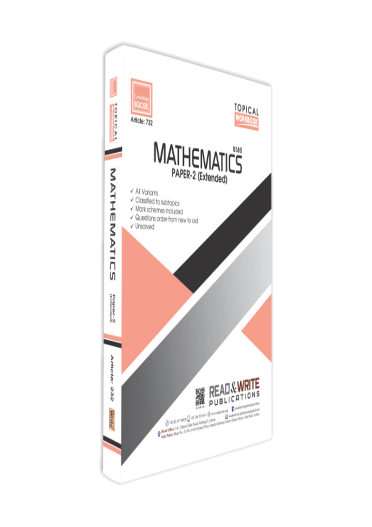 Cambridge IGCSE Mathematics (0580) P-2 Topical Workbook R&W 732 - Click Mart