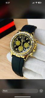 Load image into Gallery viewer, Rolex daytona Iced out tiger eye edition and ring diamond  With date working master lock rolex - Click Mart
