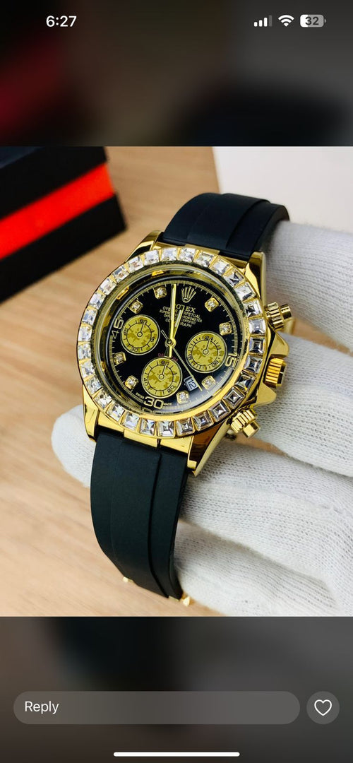 Rolex daytona Iced out tiger eye edition and ring diamond  With date working master lock rolex - Click Mart