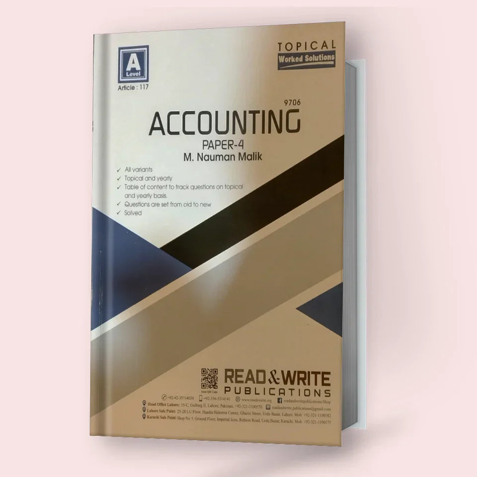 Cambridge A-Level Accounting (9706) Paper-4 (Topical Worked Solution) R&W 117